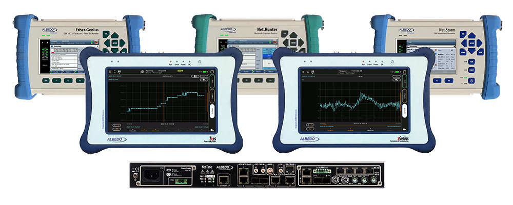 A group of Albedo Telecom network testing devices